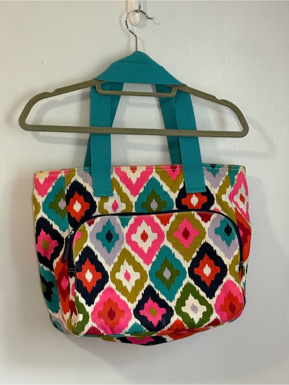 French Bull Yoga Mat Tote Bag Colorful Ikat Print Gym Workout Bag